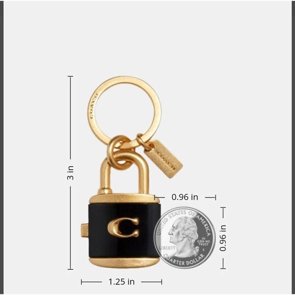 Coach Lock And Key Bag Charm Key Ring - Picture 2 of 4